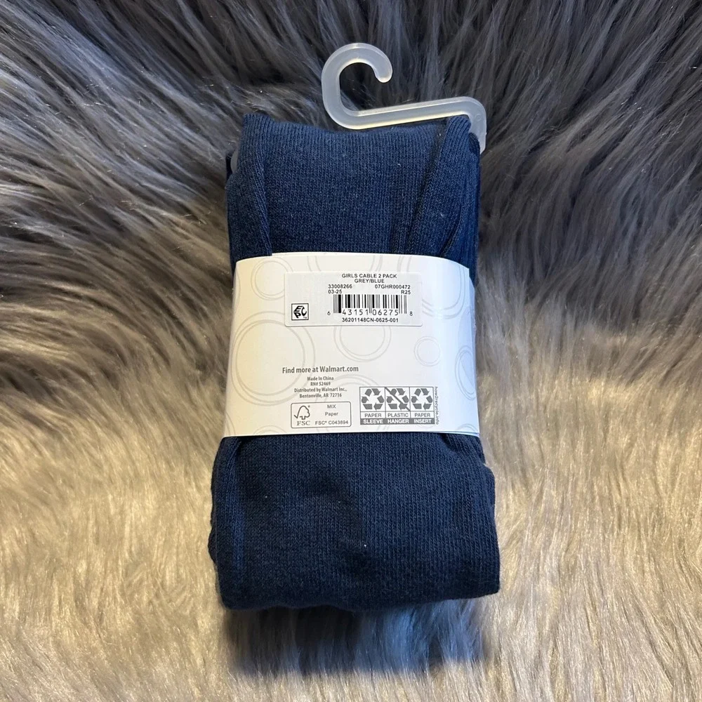 Wonder Nation Footed Tights Girl Size Large (12-16) Gray Blue Dress‎ Bottoms